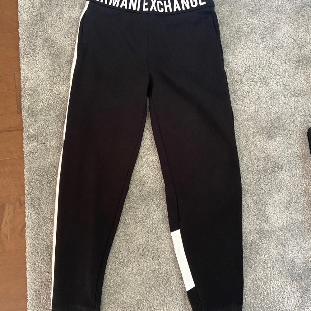 Armani Exchange Logo Print Side-Stripe Sweatpants